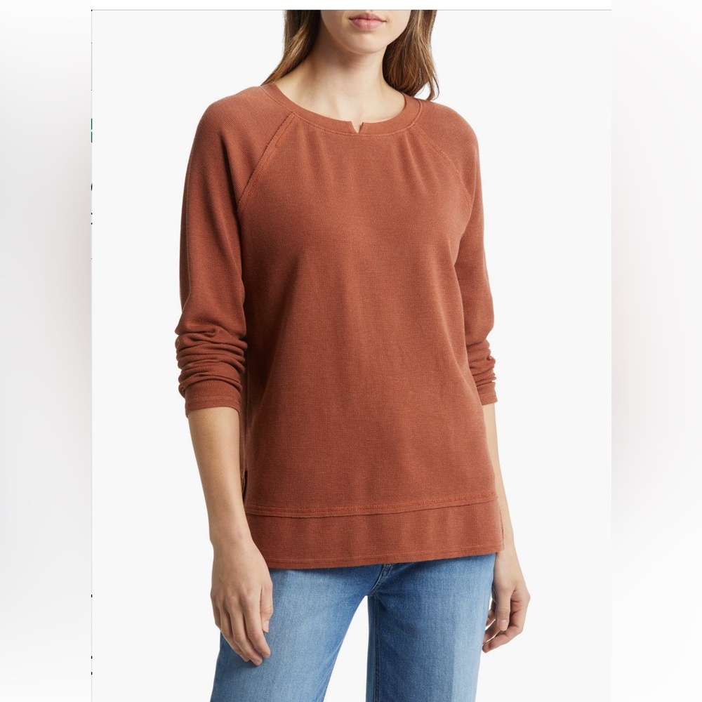 Caslon Split Neck Thermal in Rust Size Small Worn Once Excellent Condition